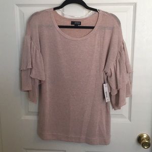 A.N.A JCPenney- Rose Gold Knit Ruffle Sleeve (NWT)